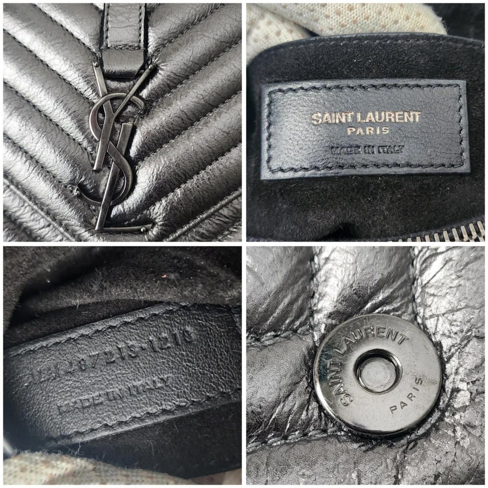 Auth YSL Saint Laurent Classic Monogram College Metallic Bag - Picture 5 of 11